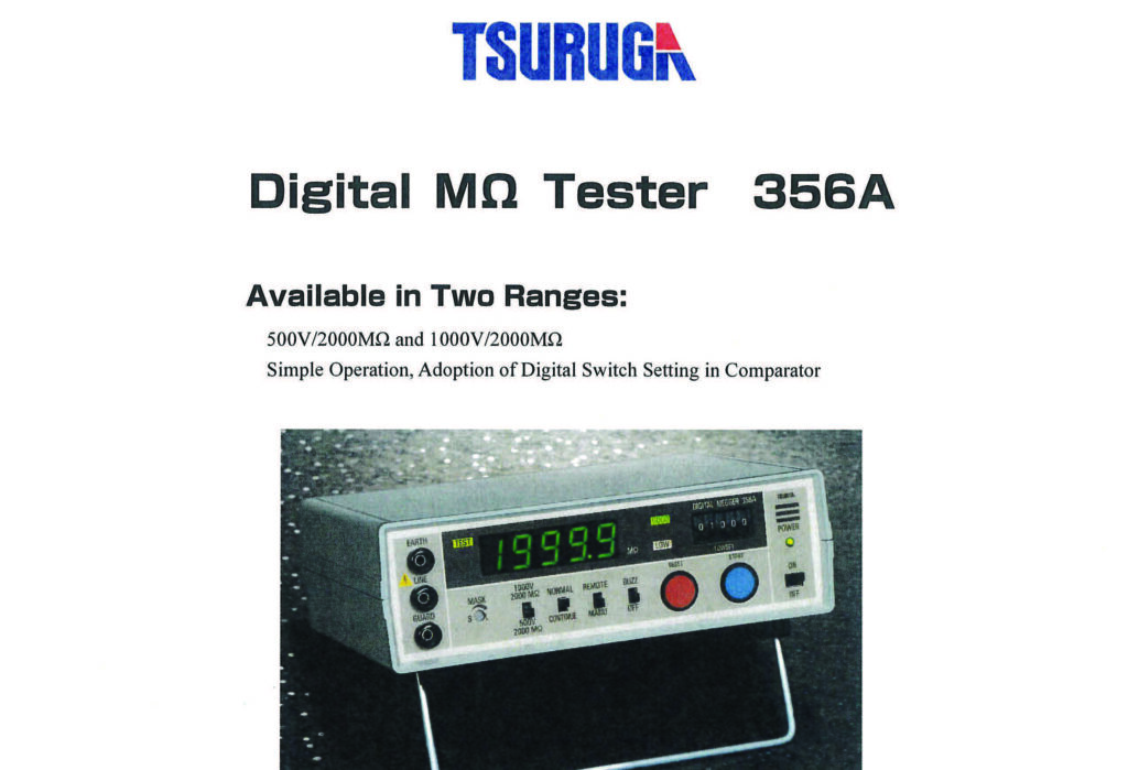 Digital M-Ohm Tester 356A356A Catalog